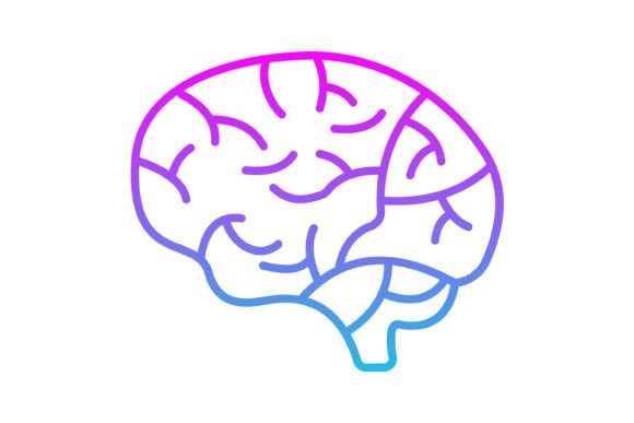 Brain Line Gradient Icon: A Modern Design Asset