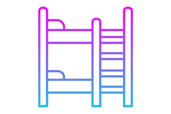 Bunk Bed Line Gradient Icon: Versatile Design Asset