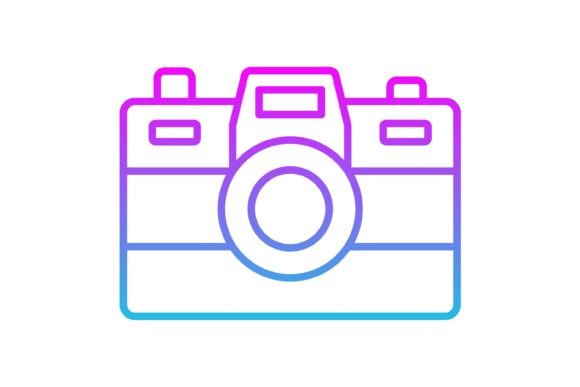 Camera Line Gradient Icon: Versatile Vector Design for Creators