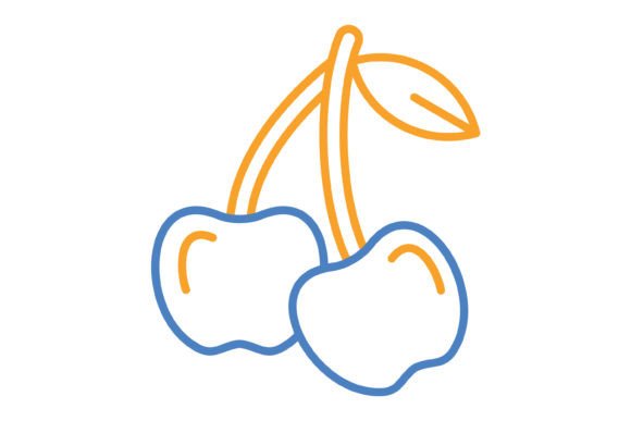 Cherry Blue Orange Line Icon: Vibrant Versatility for Creative Projects