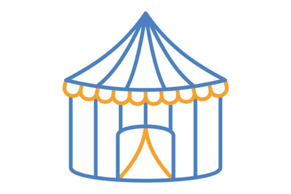 Circus Tent Blue Orange Line Icon: A Versatile Asset for Your Creative Projects