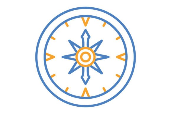 Compass Blue Orange Line Icon: A Versatile Design Asset