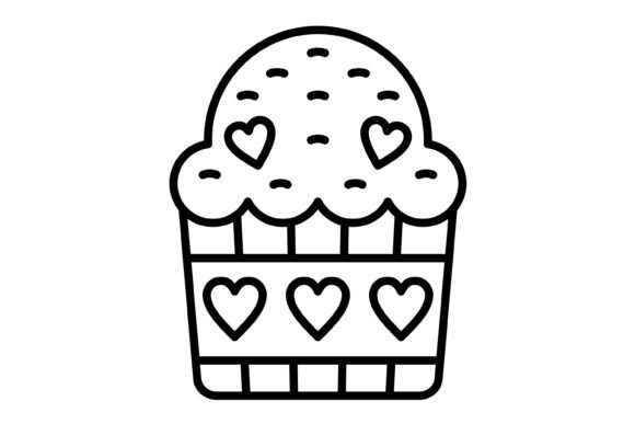Cupcake Outline Icon: Versatile Vector Graphics for Designers
