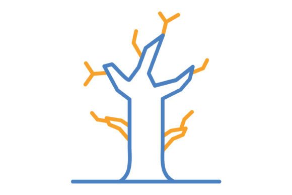 Dead Tree Blue Orange Line Icon: Modern Versatile Design Asset