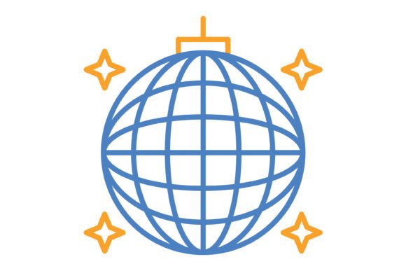 Disco Ball Blue Orange Line Icon: Elevate Your Digital and Print Projects with Versatile Vector Graphics
