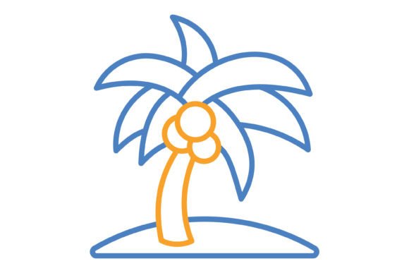 Elevating Digital Design: The Strategic Value of the Coconut Tree Blue Orange Line Icon Set