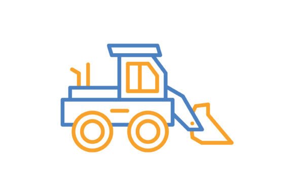 Loader Truck Blue Orange Line Icon: Practical Design for Modern Projects