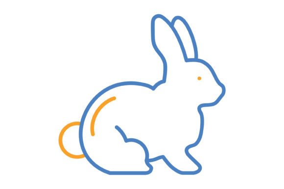 Rabbit Blue Orange Line Icon: A Versatile Design Asset